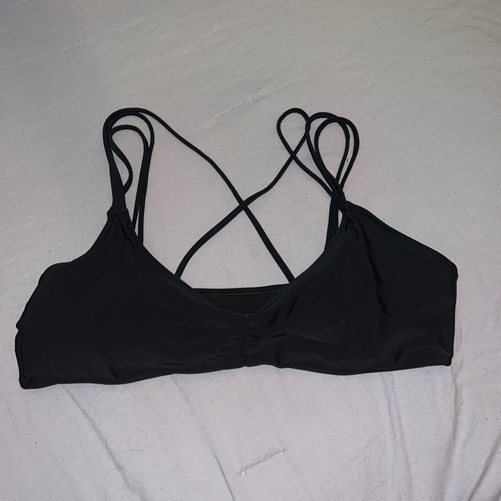 aerie cross back black bikini top SIZE XL